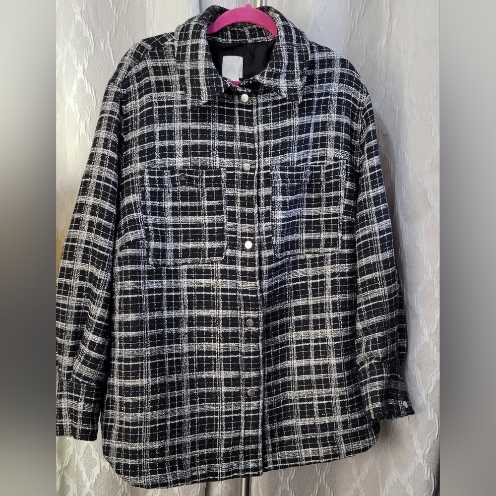 H&M | Black Checked Jacquard Weave Jacket - Picture 7 of 14